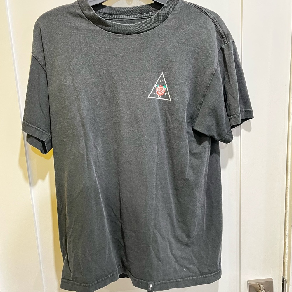 HUF Black Shirt Roses Light Distress